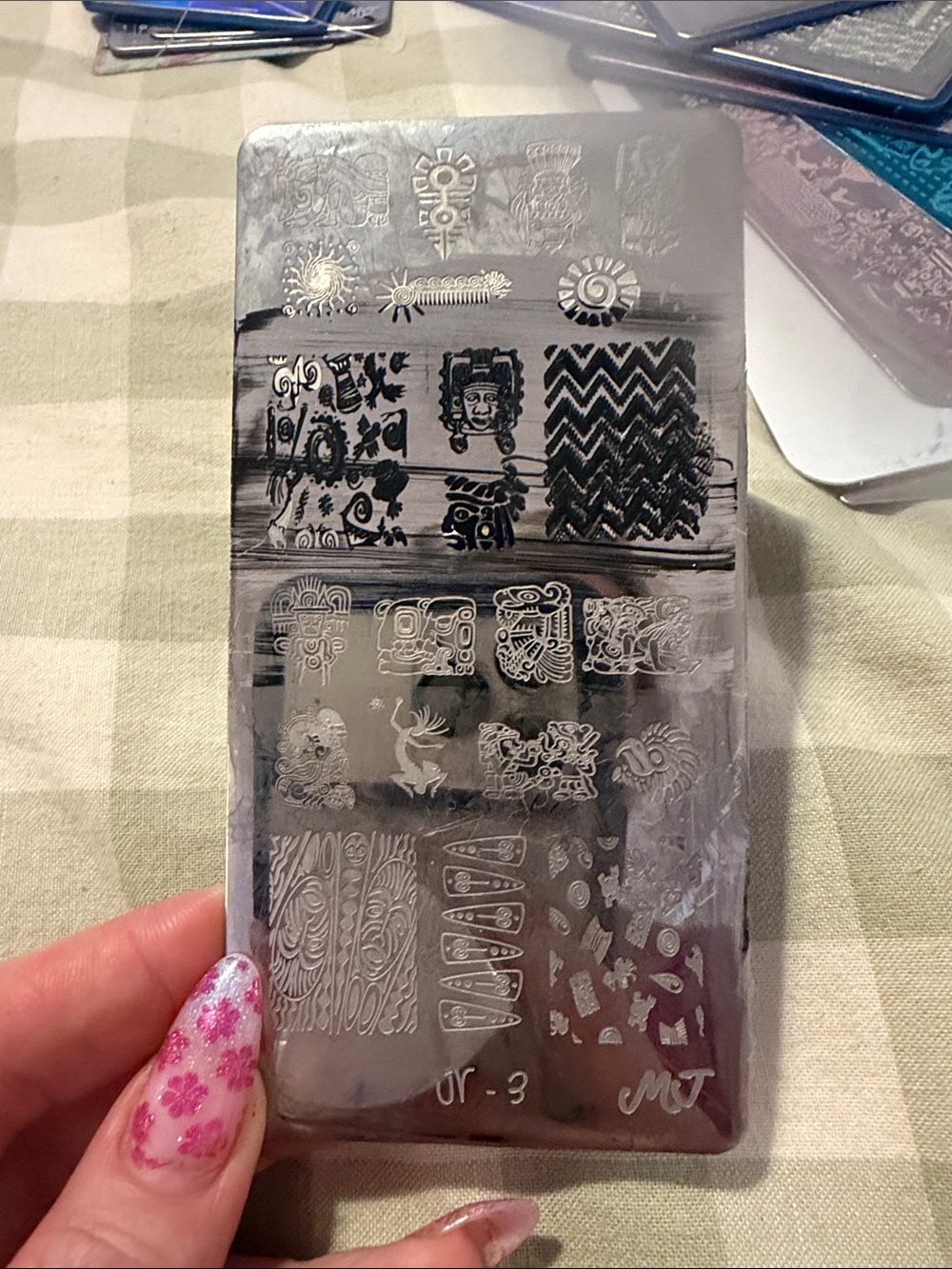 Silver Nail Art Stamping Plate - Metal Design Template